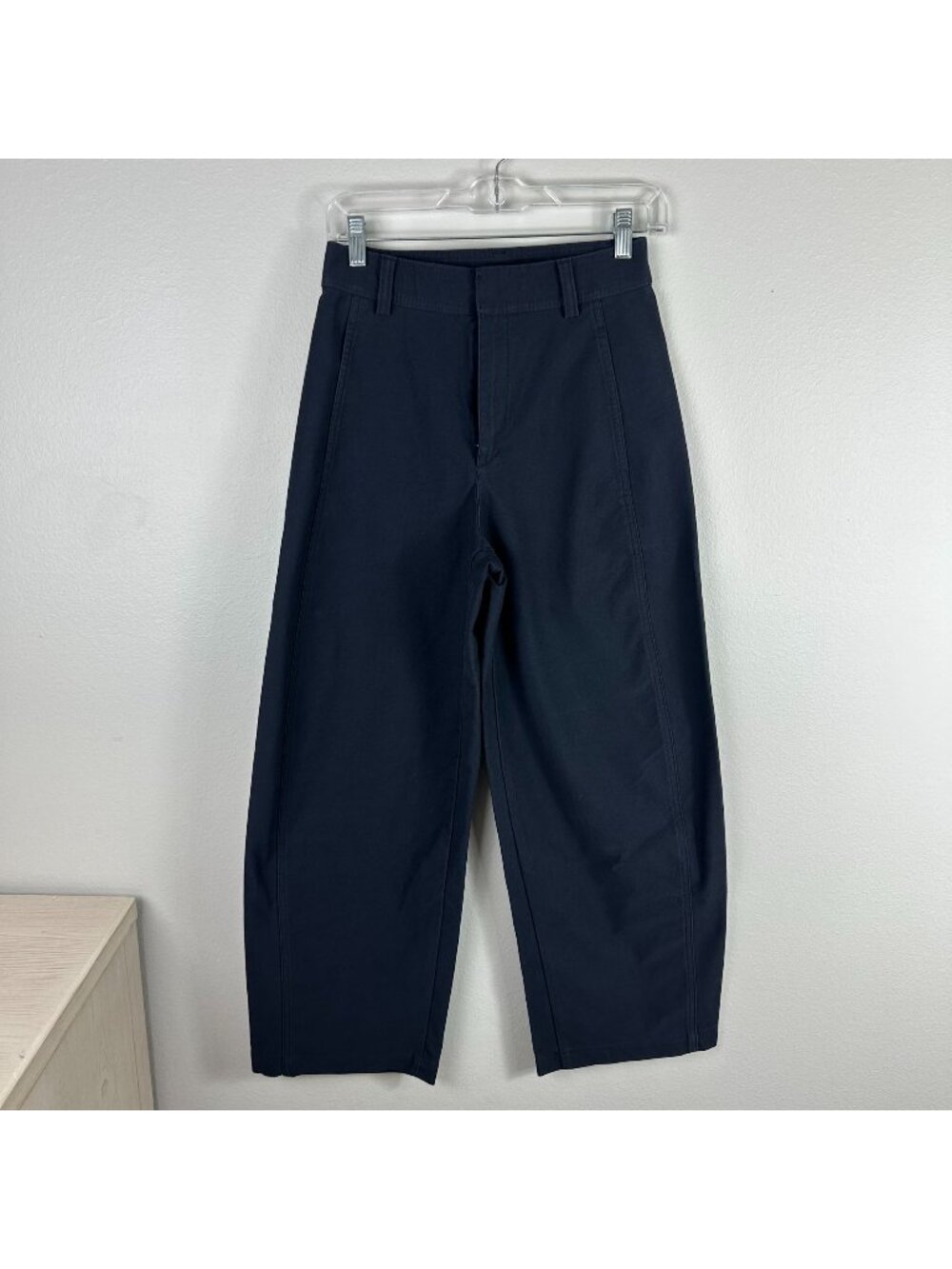 Uniqlo Navy Blue Barrel Pants 26" Y2K Streetwear High Rise Minimalist Contempora